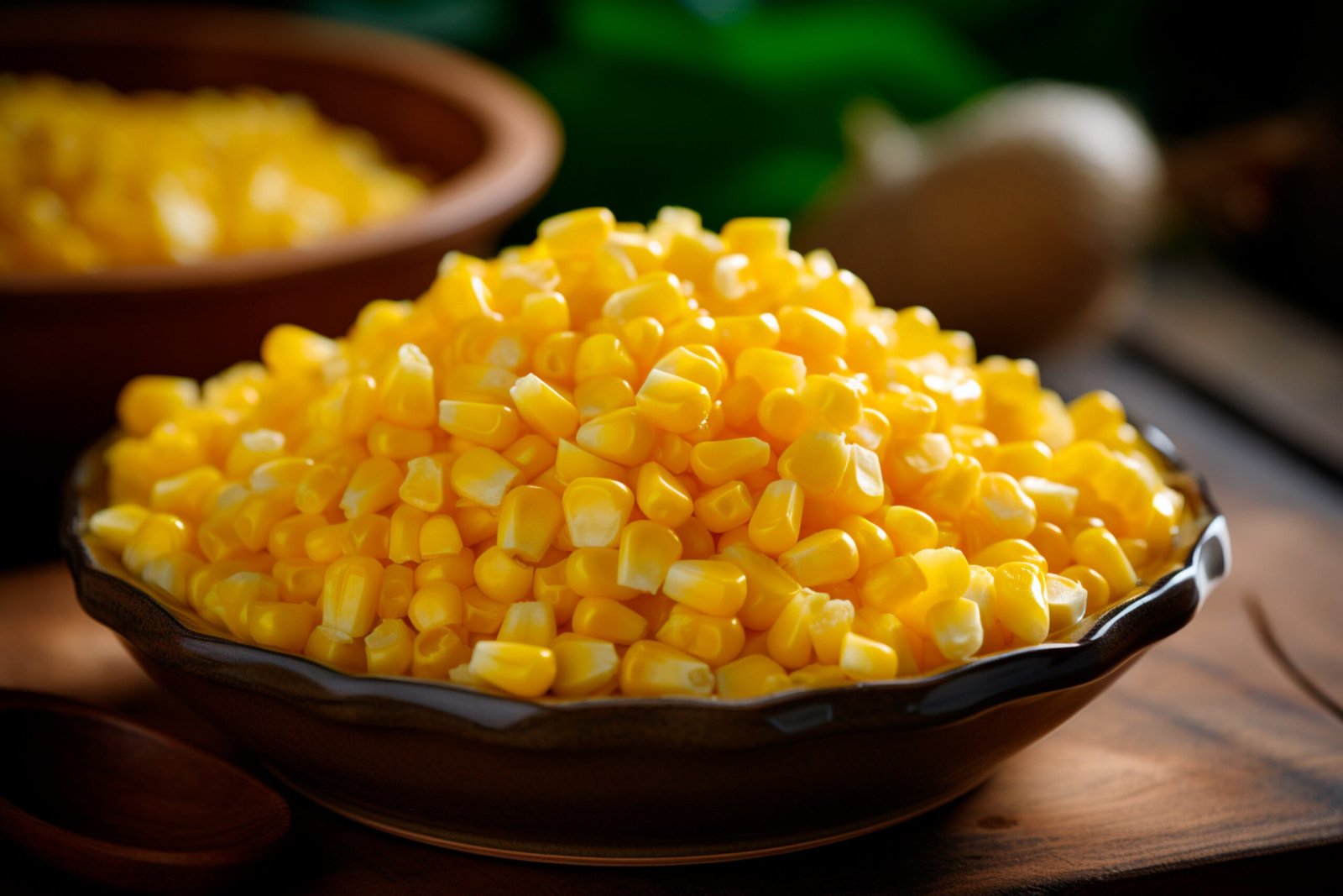 bowl filled with yellow corn kernels showcasing the authentic qu