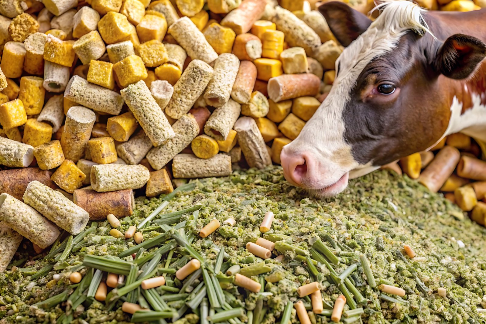 close up of high quality dairy cow feed