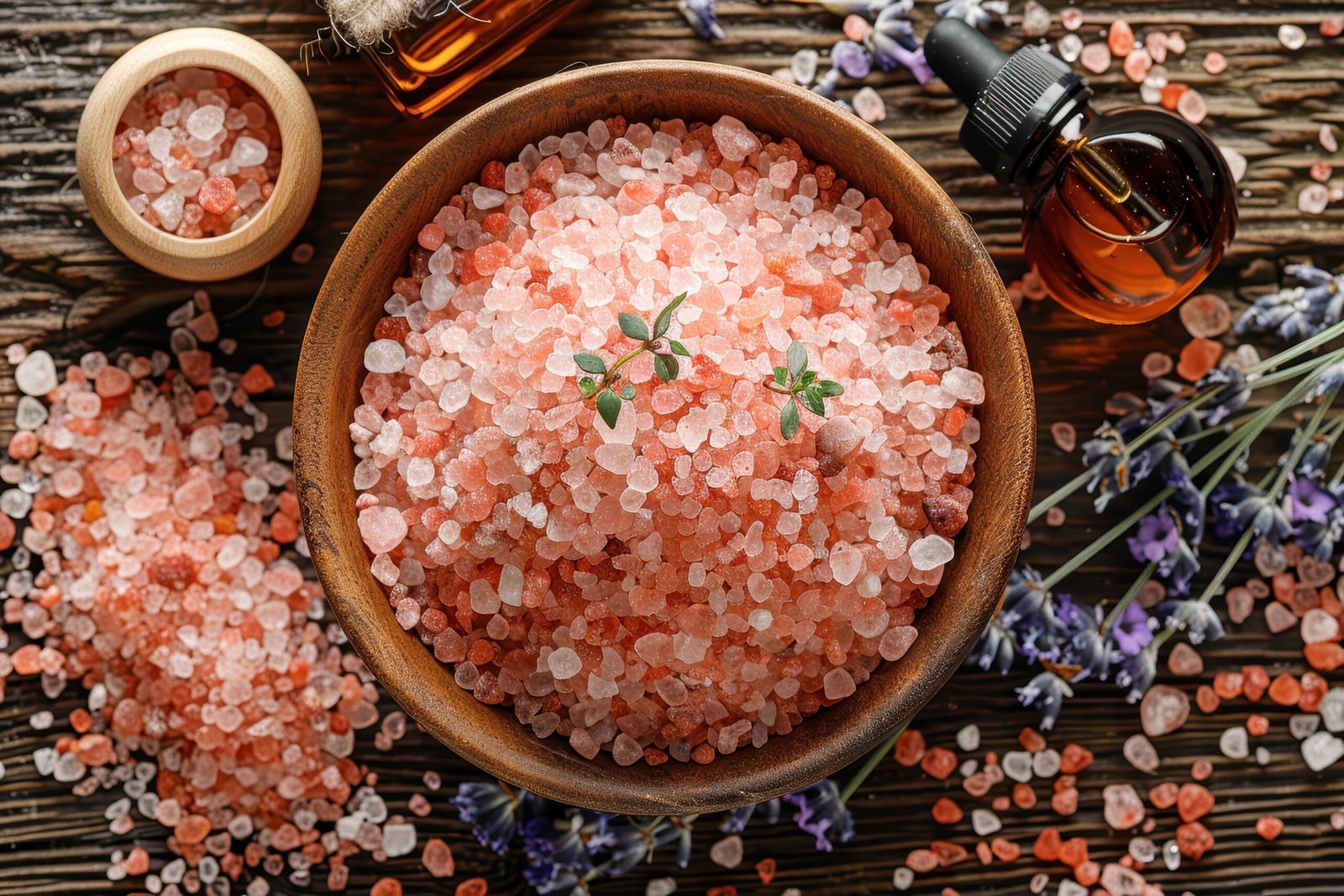 pink himalayan salt with lavender and essential oil